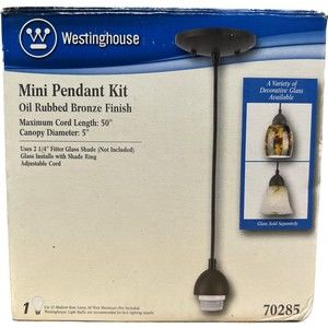 Westinghouse Mini Pendant Kit Oil Rubbed Bronze 70285. Open Box. For Glass Shade